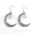 Trending Moon Silver Alloy Colorful Gem Drop Earrings Jewelry